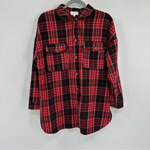 Women’s Better Be Red oversized Flannel Button Up Small